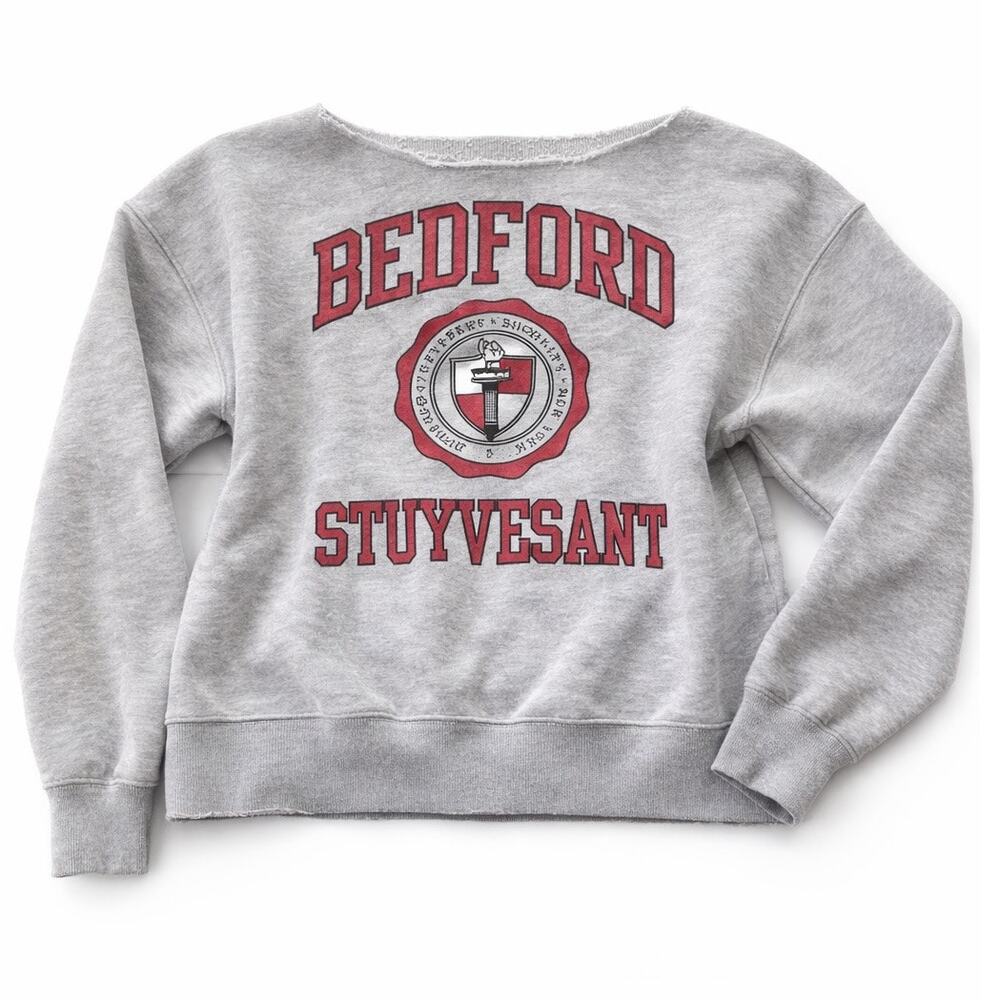 Abercrombie Bedford Sweatshirt Off Shoulder Raw Neckline Gray Slouchy Crew